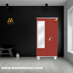 Woodmovers Double Door Metal Cupboard With Mirror Wrought Iron Alimirah - Marron Colour