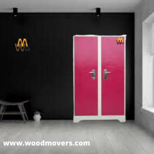 Woodmovers Standard Double Door Metal Cupboard | Wrought Iron Cupboard - Pink Color